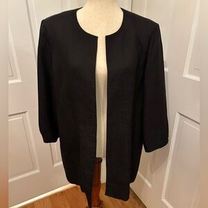EILEEN FISHER Textured Silk Open Front Jacket Blazer‎ Black Size L